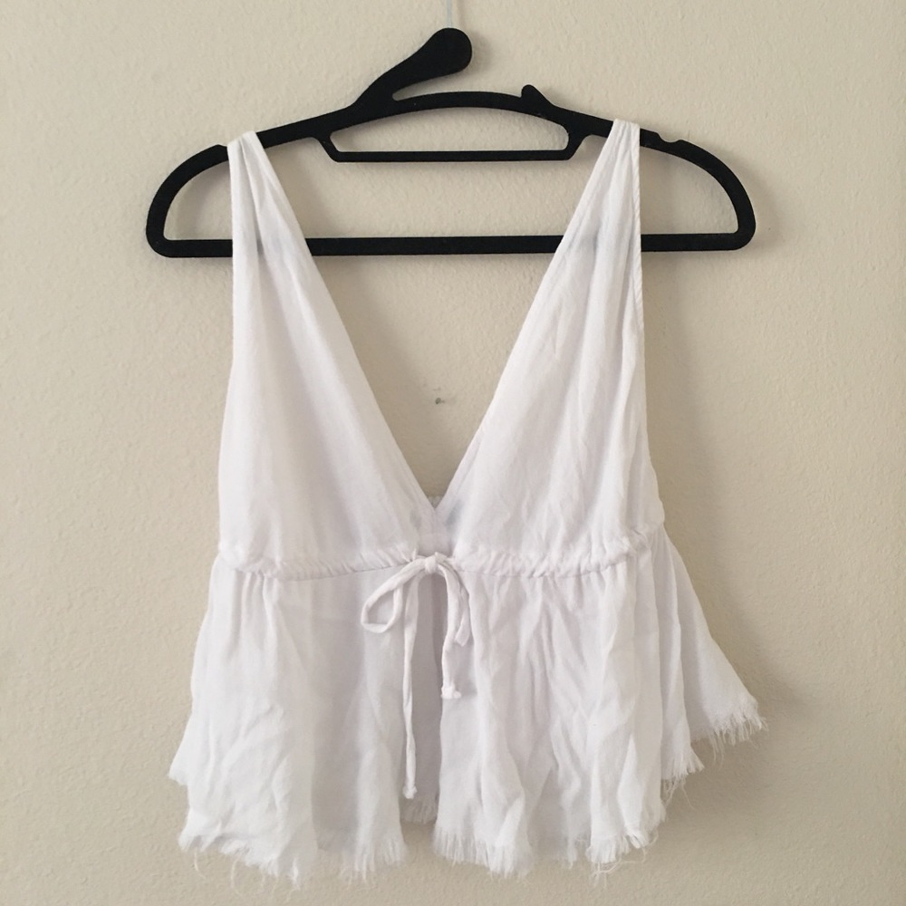 Brandy Melville baby doll tie front tank white